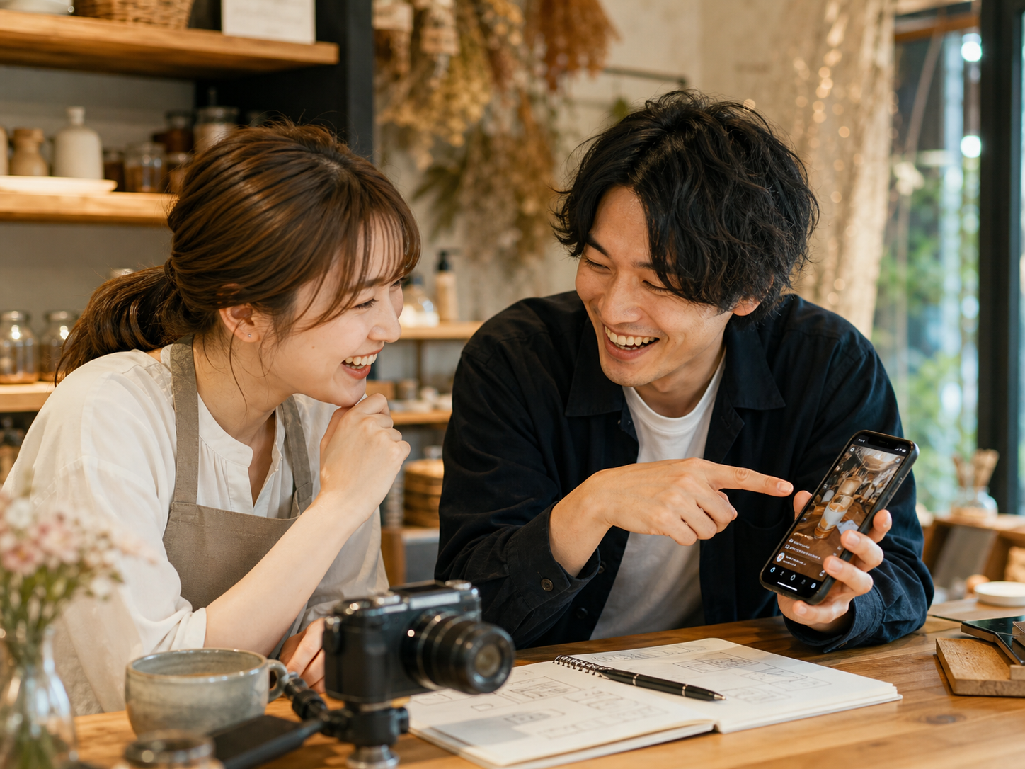 SNS相談に楽しく乗っている様子